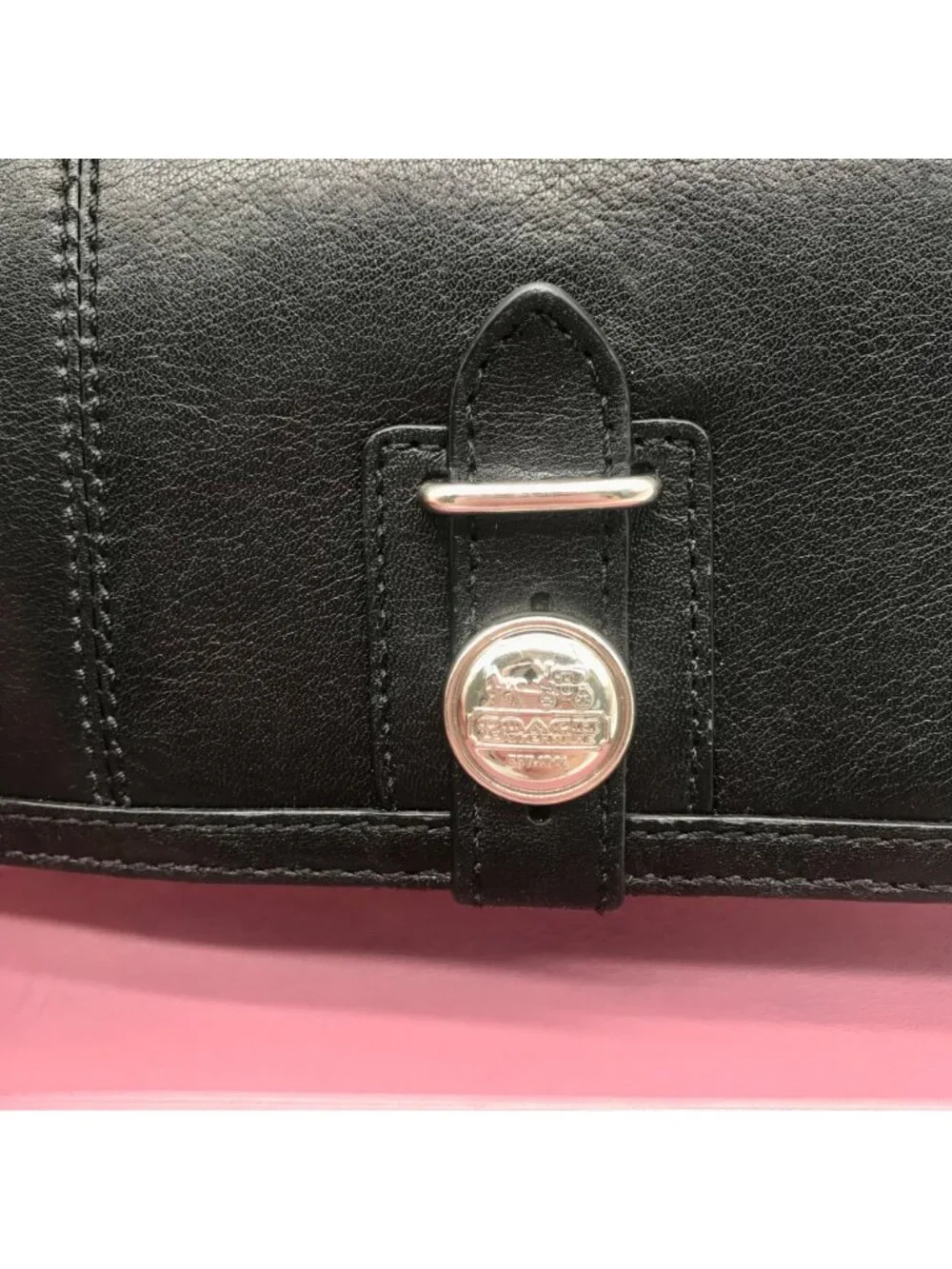 Coach Black Leather Madison Slim Envelope Trifold Wallet